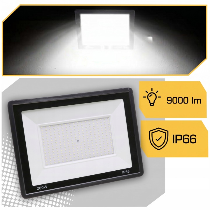 HALOGEN LED NAŚWIETLACZ LAMPA 100W REFLEKTOR SZKŁO HARTOWANE 9000lm SLIM+ Jasność 9000 lm